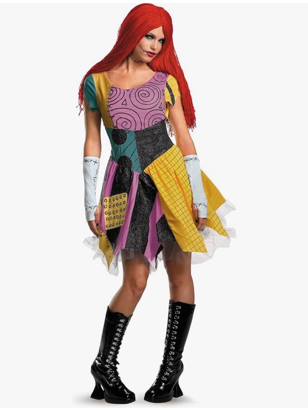Disguise Patchwork Doll Dress in Yellow, Pink, Teal and Black